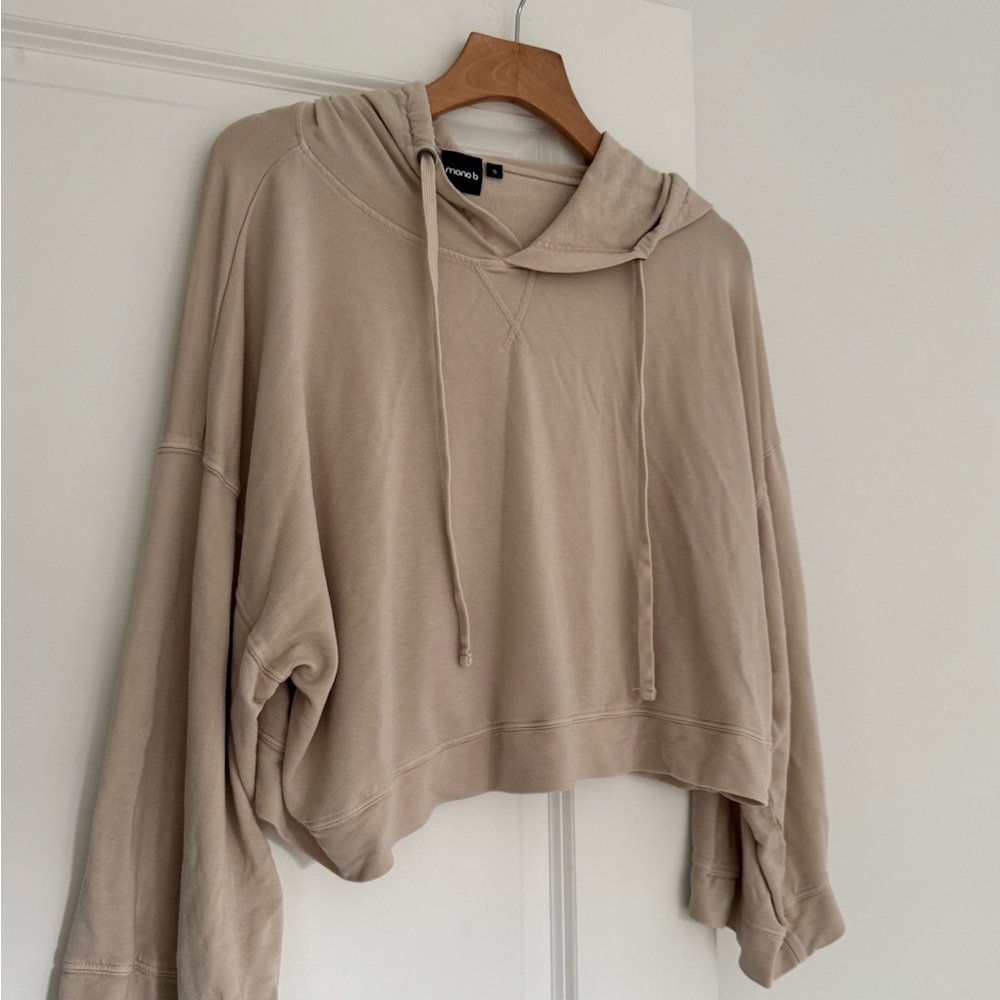 Mono B women’s dusty pink body dolman style hooded athletic sweatshirt SMALL